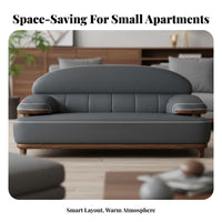 3-Seater Straight Sofa Top-Grain Leather Upholstery 3-Seater Upholstered Sofa New Chinese aesthetic Living Room Seating for homeowners, Families, Bedroom