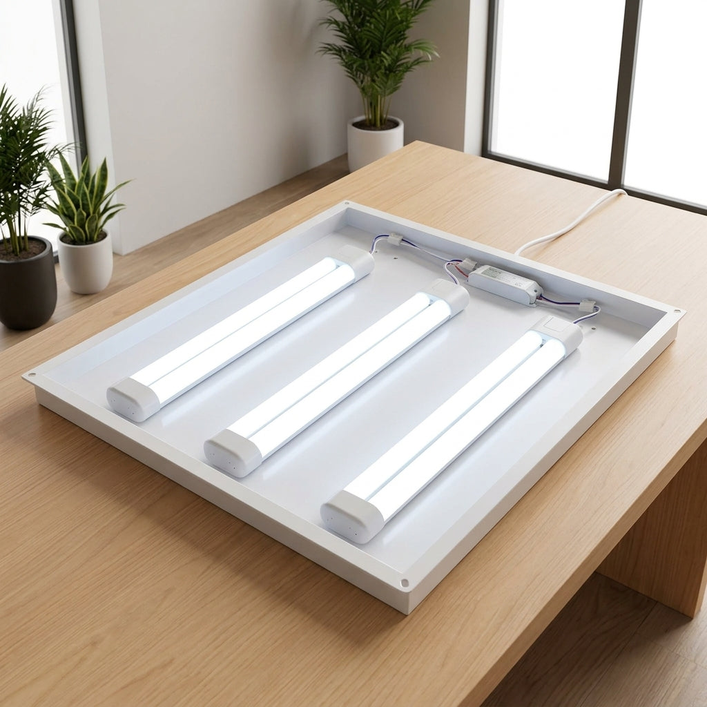 Garage Lighting Tube Light for Kitchen Lighting and Workshop Lighting, 3 Pack 21W LED Retrofit Kit, PVC Lamp Body with 2835 LED Chip, 52.5cm