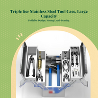 Foldable 3-tier stainless toolbox