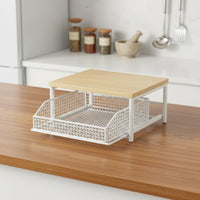 2-Tier Vegetable Storage Stand Versatile Pull-out Basket Counter Shelf Space-Saving Sliding Basket Countertop Organizer for Pantry, Under Sink