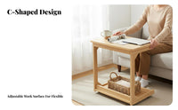 Mobile with Lockable casters C-Shaped Snack Table Space-Saving Design Rolling C-Shaped Stand Slides Under Sofa or Bed Household Furniture Multi-Functional for Apartment Dwellers, Remote Workers, Living Room, Small Spaces, Home Office, Bedroom