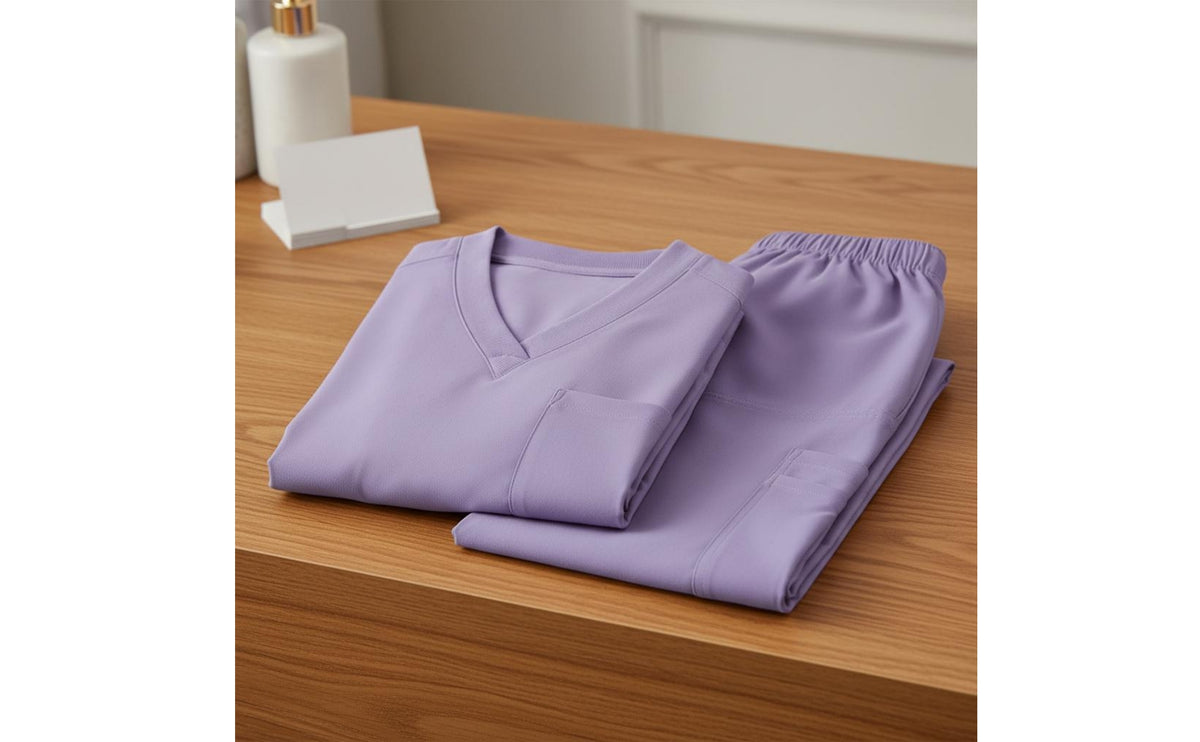 Breathable Scrub Set Multiple Pockets Nurse Attire Set Drawstring Waist V-Neck Scrub Attire for Nurses, Beauticians, Caregivers, Hospital, Medical Facility, Spa
