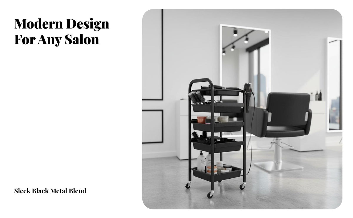Salon Trolley Cart 360-Degree Rotating Wheels Hairdressing Tool Trolley Hairstylist Rolling Station Sturdy Duty Aesthetic Spa