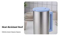 Korean Design Cold Water Kettle Heat Resistant Stainless Steel Water Pitcher Easy to Clean Stainless Steel Pitcher Ergonomic Handle for Restaurant Employees, Office Workers, Kitchen, Home, Dining Table, Parties