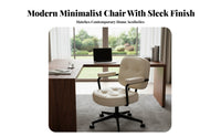 Height Adjustable Padded Swivel Armchair on Wheels Ergonomic Support Upholstered Swivel Seat Easy Assembly Desk Chair Compact Design for Students, Makeup Enthusiasts, Gamers, Study Room, Bedroom, Gaming