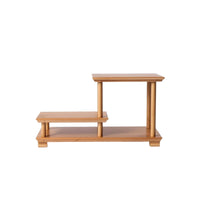 Bamboo Display Shelf Natural Wood Tone Shelving Unit Compact for Tea Lovers