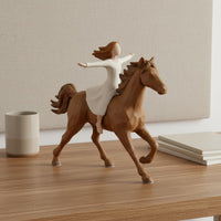 Girl on Horse Statue European Design Equestrian Figurine Fading Resistant