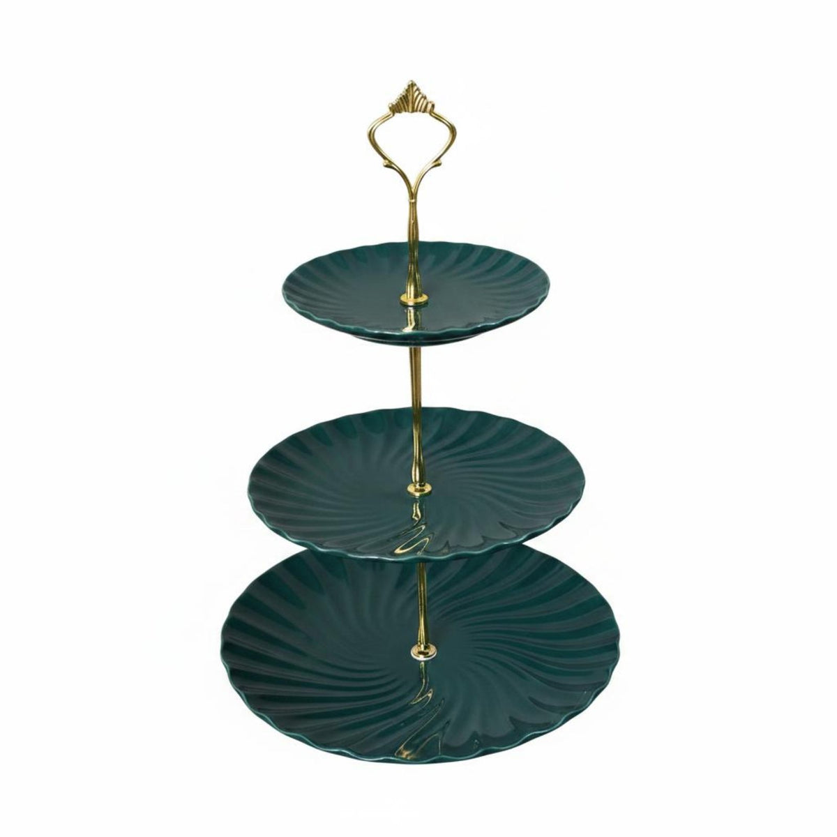 European Design 3 Tier Cake Stand Reusable Tiered Dessert Stand Sturdy 3 Tier Dessert Tray Gold Handle for Party
