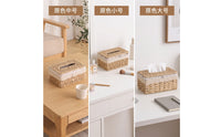Tissue Box Cover Woven Tissue Box Holder Rattan-Style for Desk