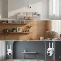 Compact Wireless Security Camera Wall-Mounted Camera with Antennas Motion Detection Standalone for Homeowners
