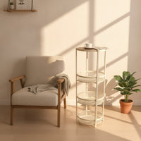 Rolling Cart with Wood Top Mobile Furniture Sturdy for Bedroom