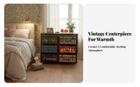 Multi-Drawer Patchwork Cabinet Vintage Design Storage Furniture Distressed Finish Hand-Painted for Bedroom, Hallway, Living Room