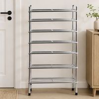 Shoe Rack Hallway, Space-Saving Shoe Rack Made of Polished Stainless Steel, Stable Freestanding Shoe Shelf for Small Apartments