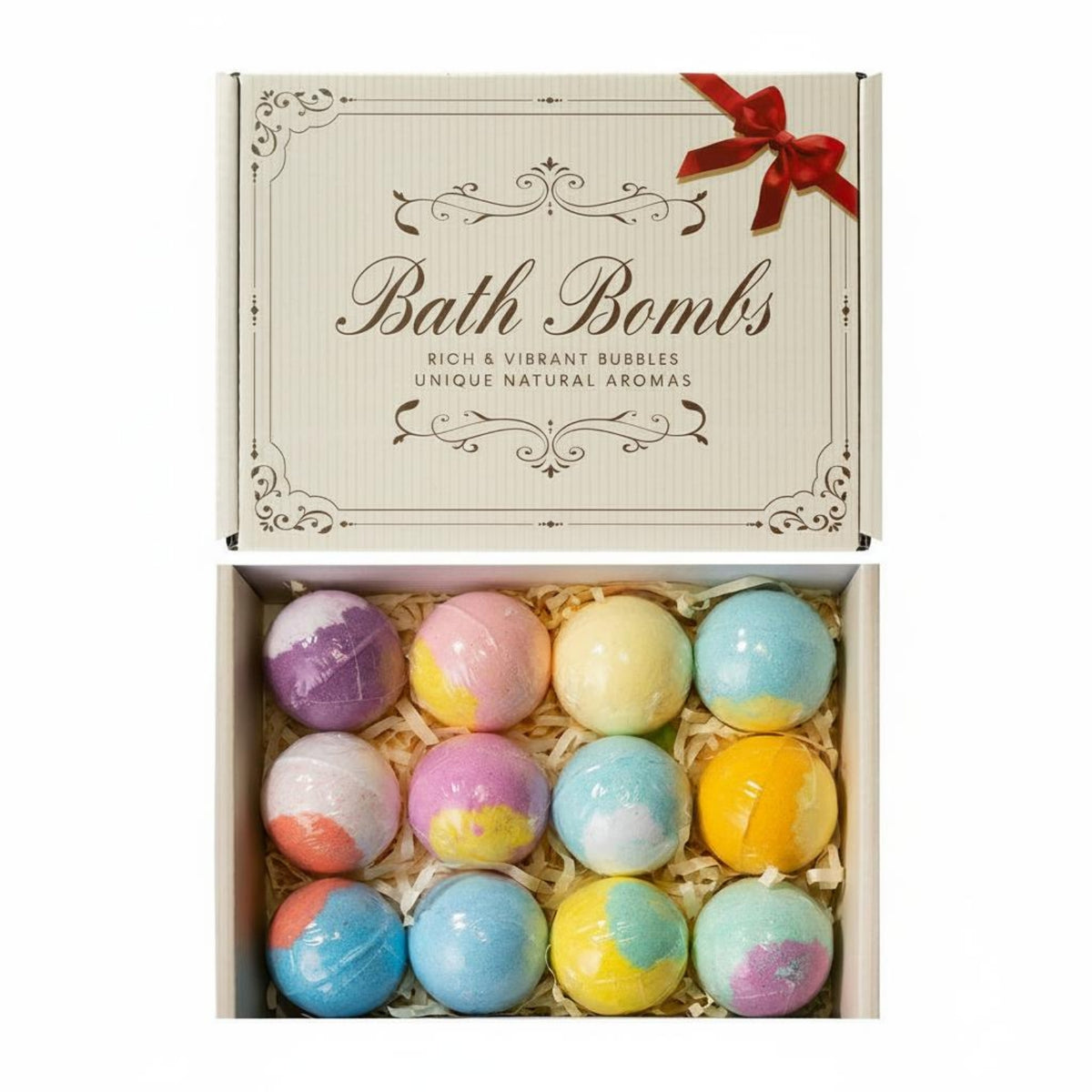 12 Pieces Pastel Bath Fizz Gift Box Two-Tone Gift Set Bath Bombs