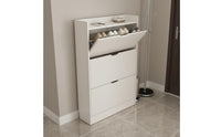 Large Capacity Flip Drawer Shoe Cabinet Space Saving Tip-out Shoe Cabinet Ultra Thin Household Storage Anti-Tipping Design for Hallway