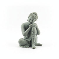 Seated Buddha Figurine Green Sandstone Style Home Decoration Matte Finish