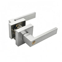 Square Rosette Lever-Style Door Latch & Tumbler Cylinder Bedroom Door Lock Modern House Hardware