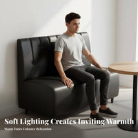 Stain-Resistant Retro Cafe Sofa Easy to Clean Industrial Bar Bench High-Density Foam Black Leatherette Booth Waterproof for Interior Designers, Business Owners, KTV Lounges, Milk Tea Shops, Restaurants, Cafes