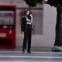 Female Figurine 1/64 Scale Miniature with Jacket Diorama Figure 3D Printed Figure Clothes Realistic for Hobbyists, Street Scenes