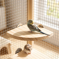 Unfinished Flat Bird Perch Natural Wooden Bird Perch Thick Cage Platform with Screw Wall-Mounted for Birds, Parrots
