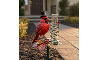 Cardinal Rain Gauge Autumn Leaves Garden Decor Outdoor for Yard