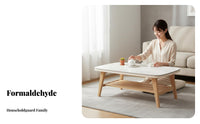 Japanese and design dual-level Rectangular Centerpiece Modern Design 2-Tier Rectangular Table Rounded Corners Living Room Furniture Easy to Clean for Apartment Dwellers, Families, property owners, Home, Lounge Area, Office, Bedroom
