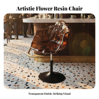 Transparent flowerrear High Stool Adjustable Height Transparent Pedestal Chair 360° rotating Modern Look for Adults, Restaurant