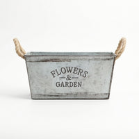 Metal Planter with Rope Handles Distressed Container Versatile for Bookshelf