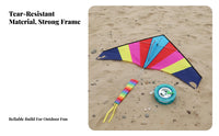 Ready to Fly Large Triangle Kite Tear-Resistant Material Rainbow Delta Kite Long-Lasting Outdoor Toy High Quality Materials for Adults, Beginners, Family, Park, Summer Vacation, Windy Days