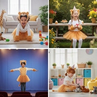 Soft Fabric Lion Headband with Gloves Furry Lion Costume with Tail Cute Paw Gloves Lightweight for Dress-Up