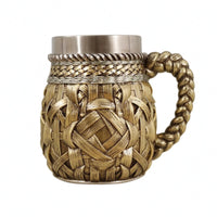 Rustic Beer Mug Wood-Like Stainless Steel Stein Large Capacity for Bar