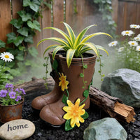 Rain Boot Planter Antique-Style Rain Boot Flower Pot Molded Details