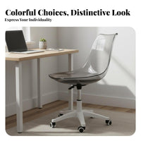 Armless Clear Rolling Chair Height Adjustable Clear Rolling Chair for Study Room