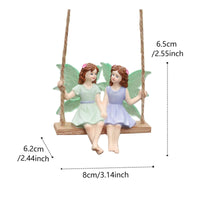 Sister Fairies on Swing Ornament Weather Resistant Hanging Fairy Swing Statue Design for Yard, Patio, Balcony