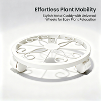 Rolling Plant Stand with Wheels, Heavy Duty Metal Plant Mover Trolley, Iron Plant Stand for Indoor Outdoor, 360 Swivel Casters, 32cm