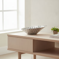 Silver Fruit Bowl Lustrous Hammered Metal Bowl Modern for Entryway Console
