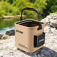 Foldable Fishing Bucket, Portable Foam Cube for Live Fish, with Handle, Desert Yellow