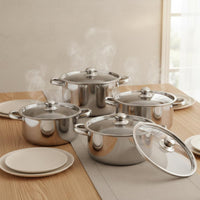 10 Pieces Multi-Diameter Cooking Pot Set Induction Compatible Soup Pot Set with Lids Thickened Body for Kitchen