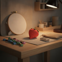 Strawberry Pin Cushion Set Tapered End Polka Dot Fabric Soft Stuffed Body Needle Holder with Decorative Accent Suitable for Sewing Desk Repair Craft Organizer