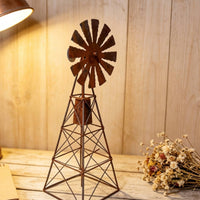 Windmills Statue Metal Farmhouse Windmills Decor Desktop Garden Statue