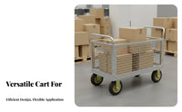 Steel Base Trolley Foldable Design Folding Base Cart Detachable Fences Flatbed Trolley with Wheels for Movers, Outdoor Market, Factory, Moving