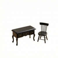 1/12 Dollhouse Desk and Chair Set 1:12 Scale Dollhouse Desk with Chair Three-Drawer for Collectors