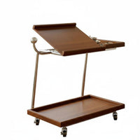 Rolling End Table with Storage 2-Tier Design Convertible Bookstand Trolley