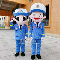 卡通蓝帽消防员玩偶衣服成人发传单火焰蓝人偶服装灭火器道具头套 均码 火苗