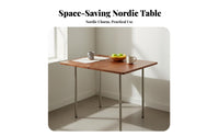 Folding Dining Table Foldable Drop Leaf Retro Rubberwood Stainless Steel Kitchen Table Space Saving Design Suitable for Couples Students Living Room Balcony Home Office