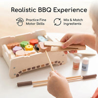 木制仿真烧烤架过家家玩具套装 儿童 BBQ 厨房角色扮演益智玩具