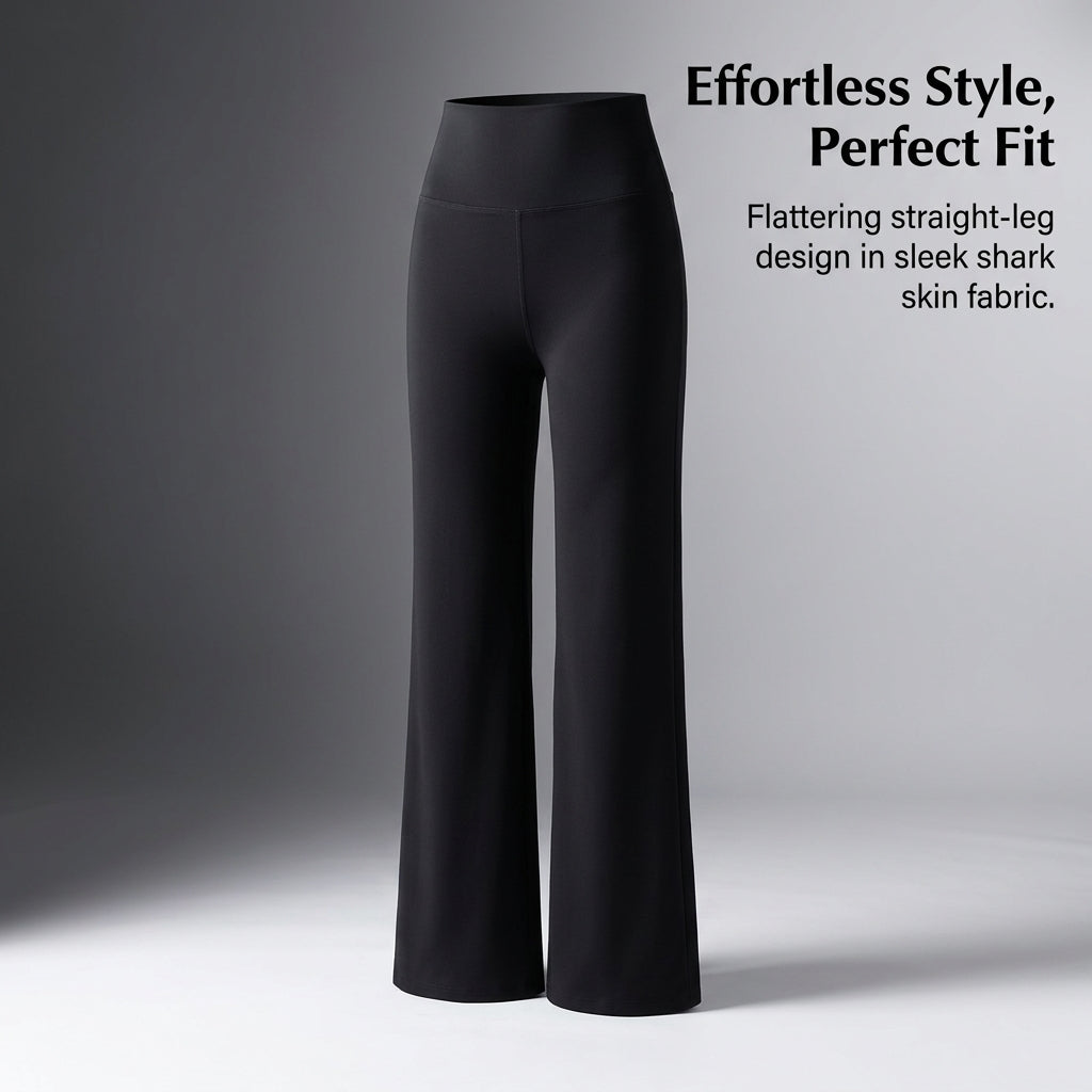 Womens Trousers High Waist Straight Leg with Petite Short Length, Work for in Stretch Material