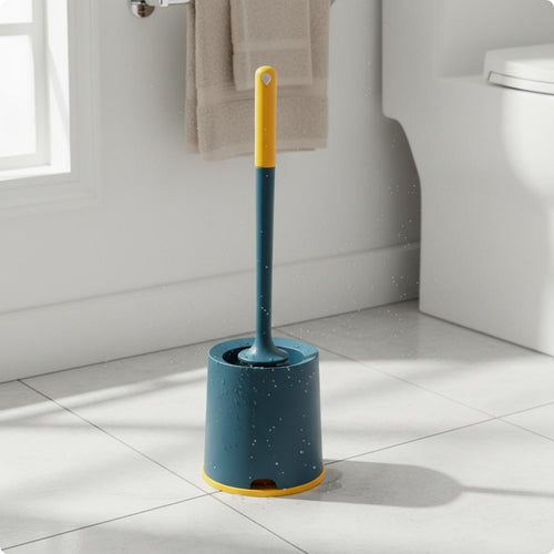 Round Head Toilet Brush Space Saving Toilet Bowl Brush with Extended Handle Washroom Cleaning