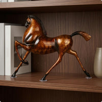 Rearing Horse Statue Crackle Finish Rearing Horse Figurine Dynamic Pose Decor Detail for Home Display