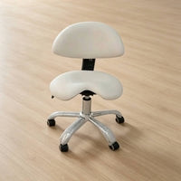 Adjustable Oral Assistant Chair Firm-Density Foam Cushion Saddle Stool with Backrest PU Leather Upholstery Ergonomic Swivel Stool for Practice Room